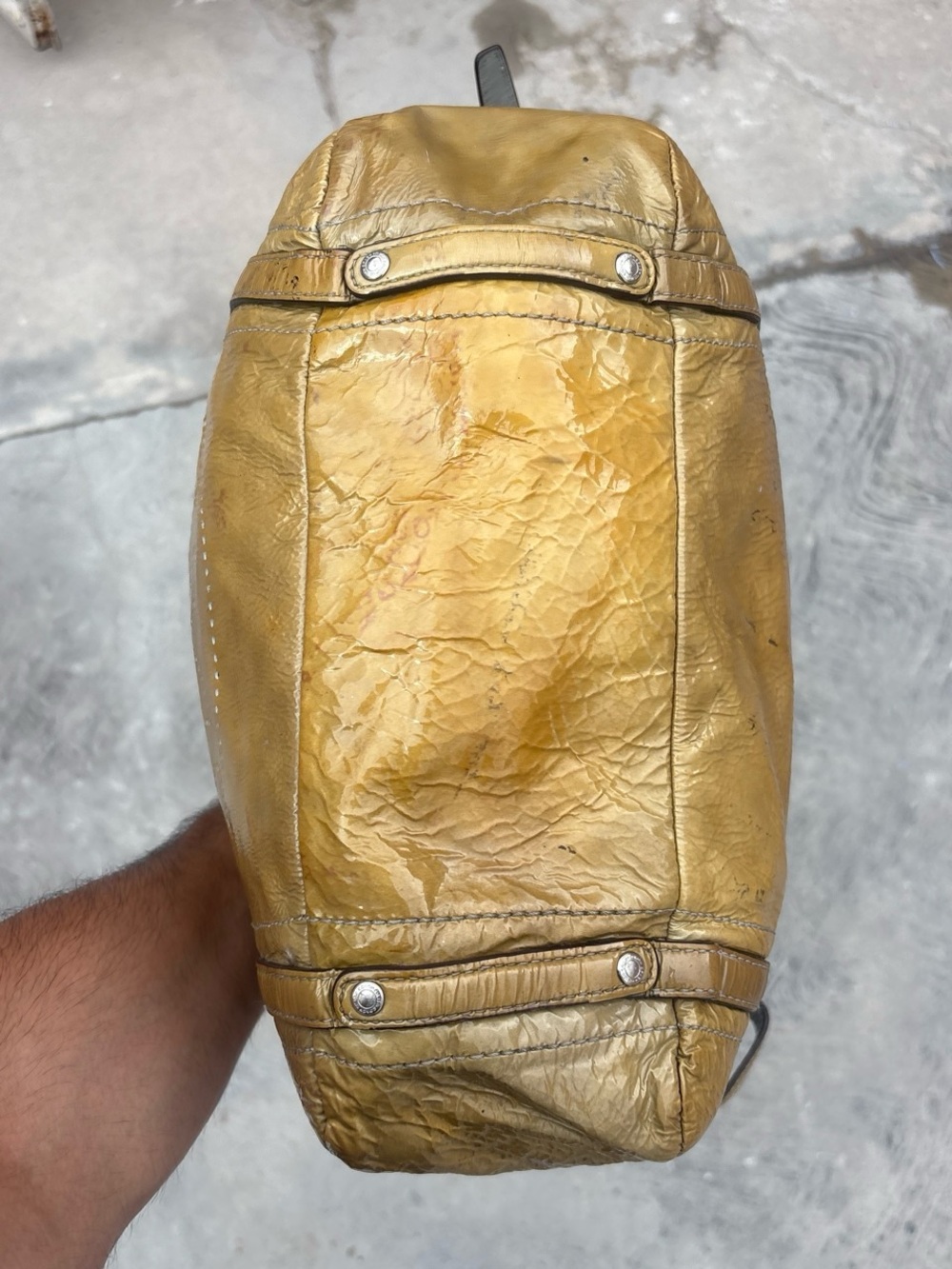 yellow patent leather Coach Audrey Andie - Picture 5 of 6